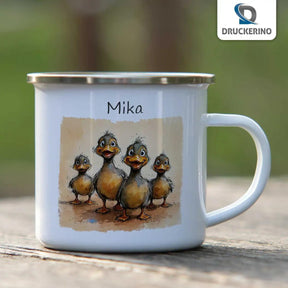 Emaille Tasse Entenfamilie - Druckerino