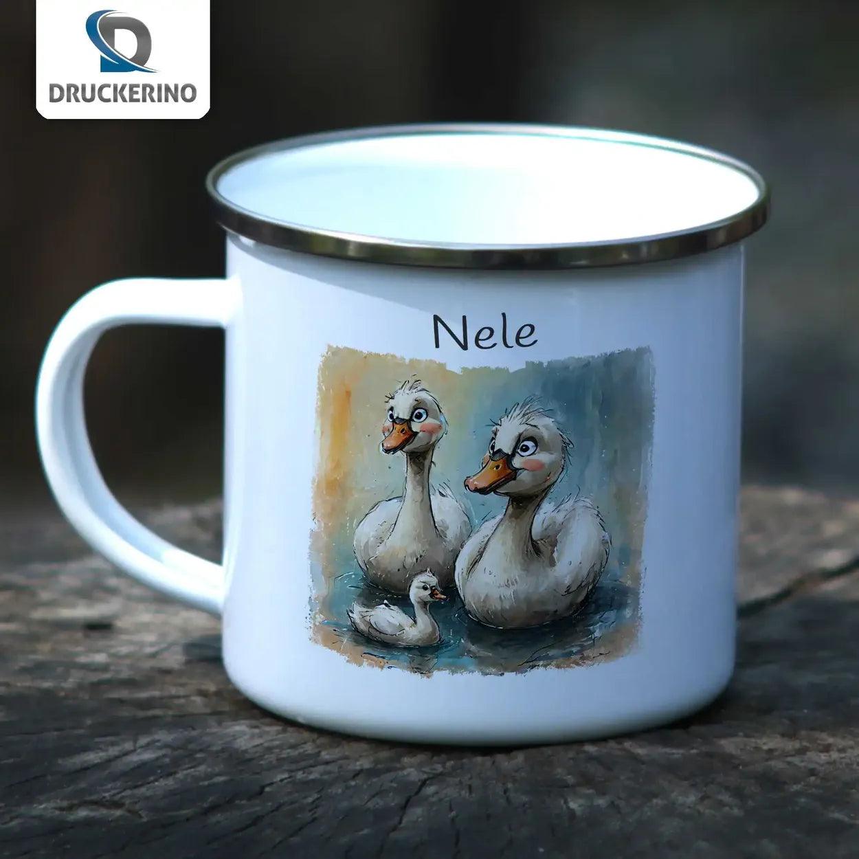 Emaille Tasse Entenspaß - Druckerino