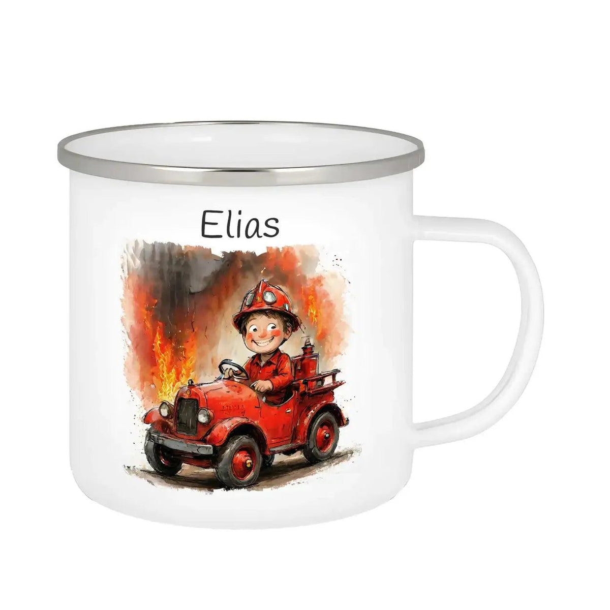 Emaille Tasse Feuerwehr Abenteuer - Druckerino