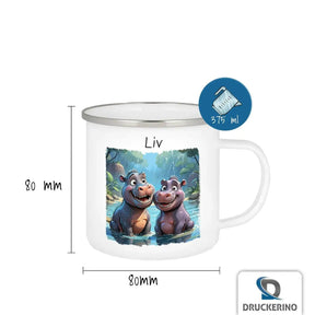 Emaille Tasse Freche Nilpferde - Druckerino