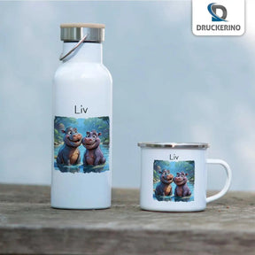Emaille Tasse Freche Nilpferde - Druckerino