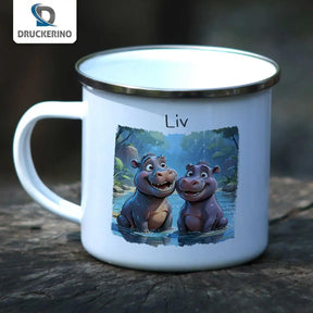 Emaille Tasse Freche Nilpferde - Druckerino