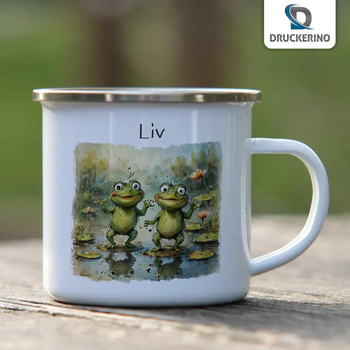 Emaille Tasse Froschkönig-Abenteuer - Druckerino
