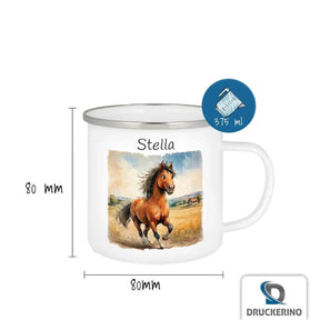 Emaille Tasse Galoppierendes Glück - Druckerino