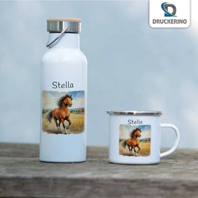 Emaille Tasse Galoppierendes Glück - Druckerino