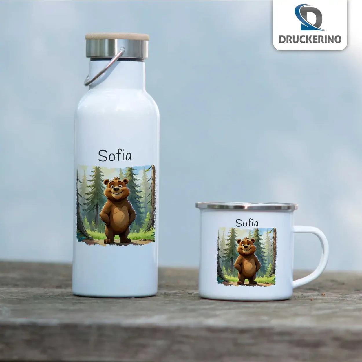 Emaille Tasse Gemütlicher Kuschelbär - Druckerino