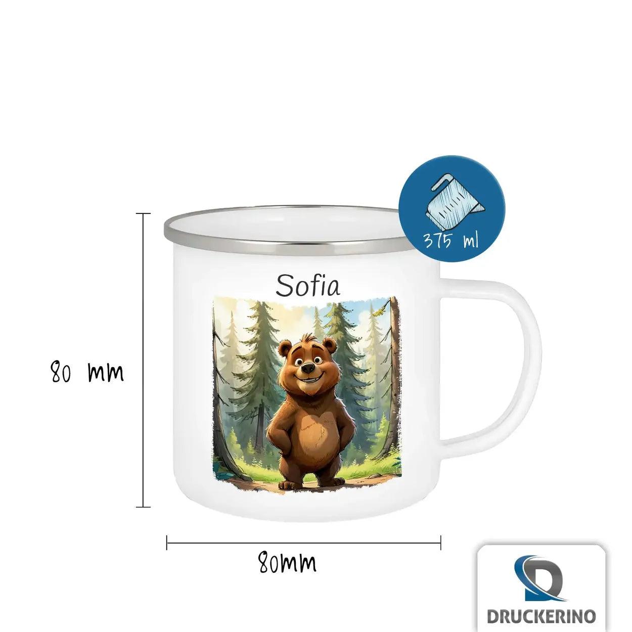 Emaille Tasse Gemütlicher Kuschelbär - Druckerino