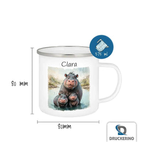 Emaille Tasse Hippo-Familie - Druckerino
