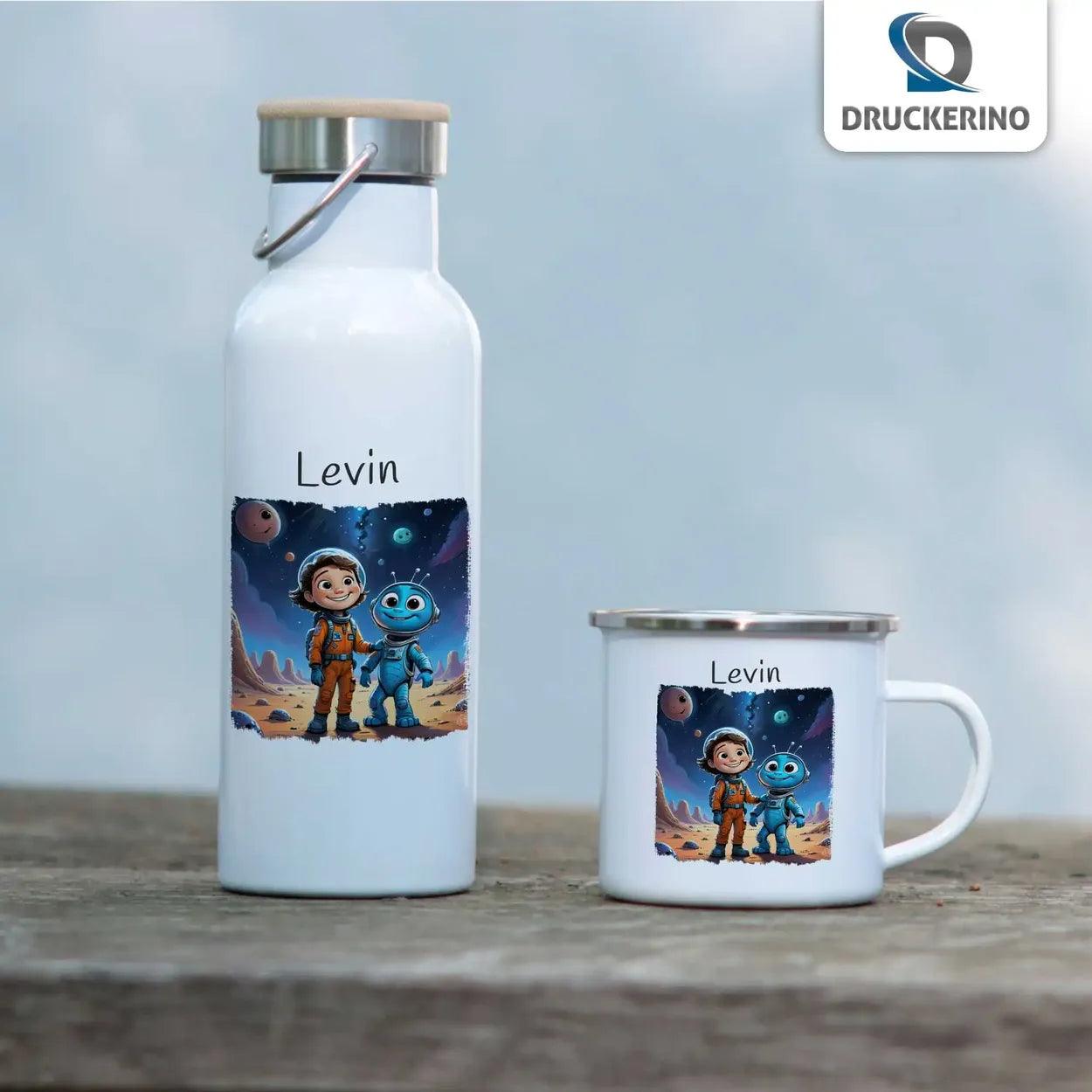 Emaille Tasse Kleine Weltraumhelden - Druckerino