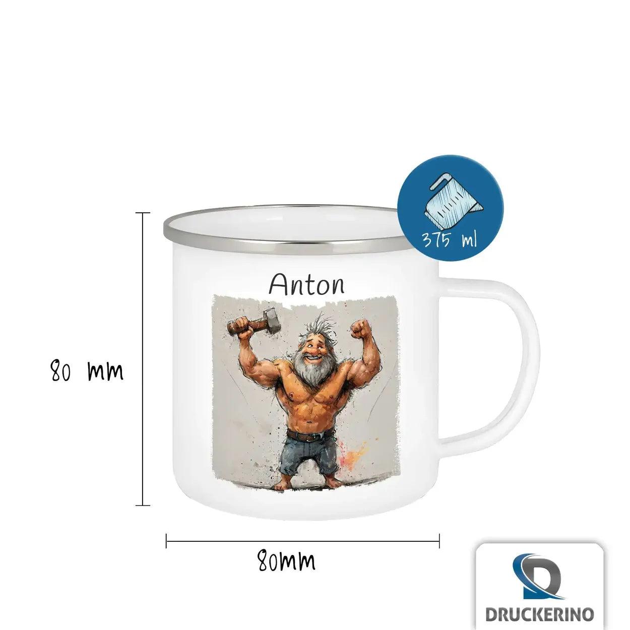 Emaille Tasse Kraftprotz - Druckerino