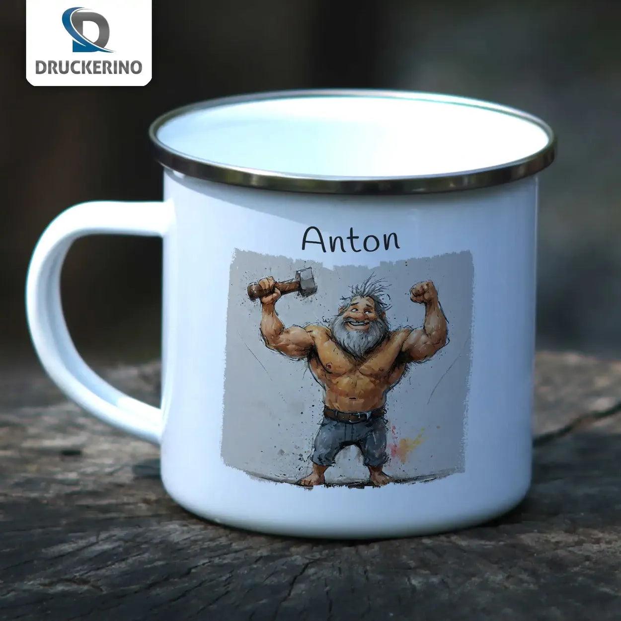 Emaille Tasse Kraftprotz - Druckerino