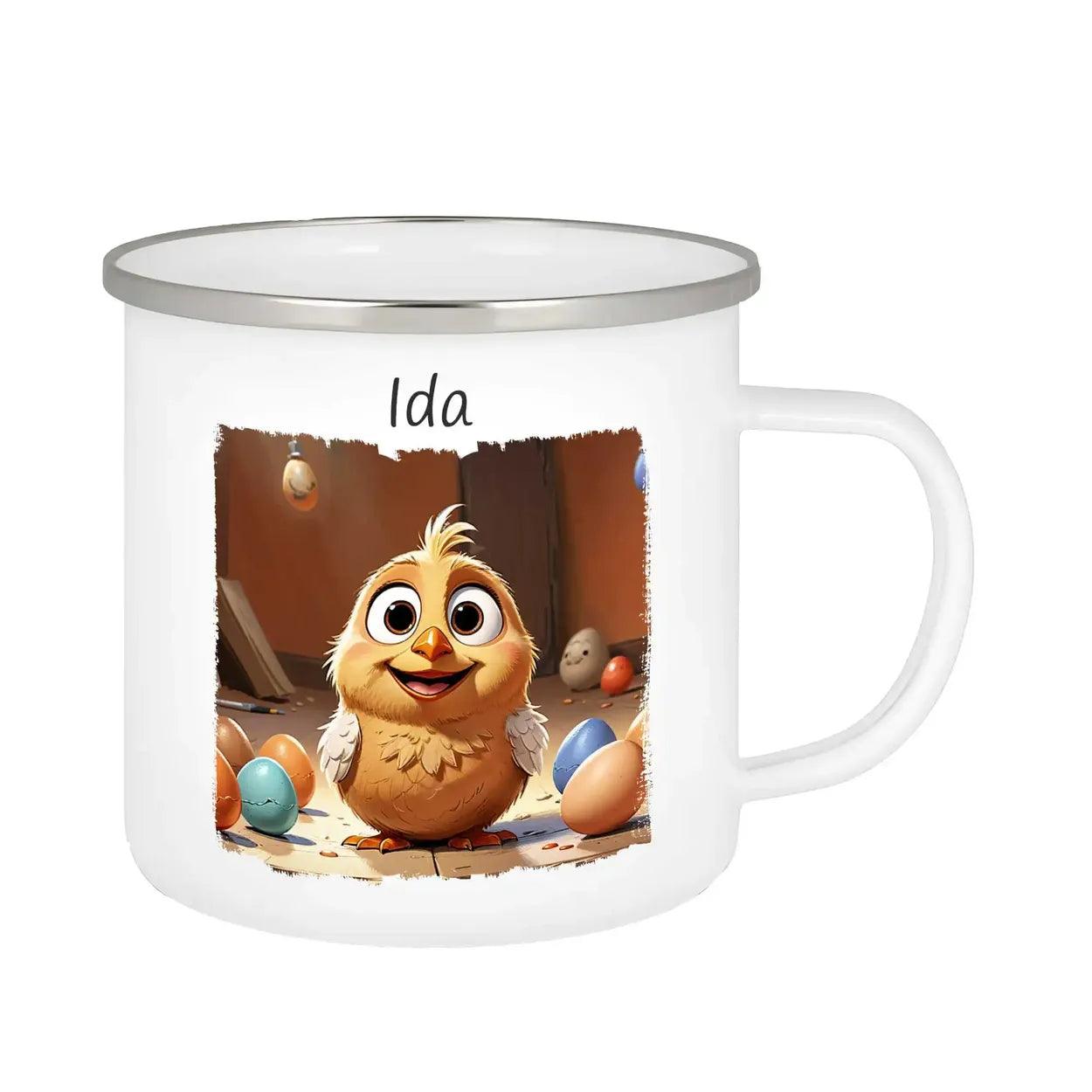Emaille Tasse Kükenglück - Druckerino