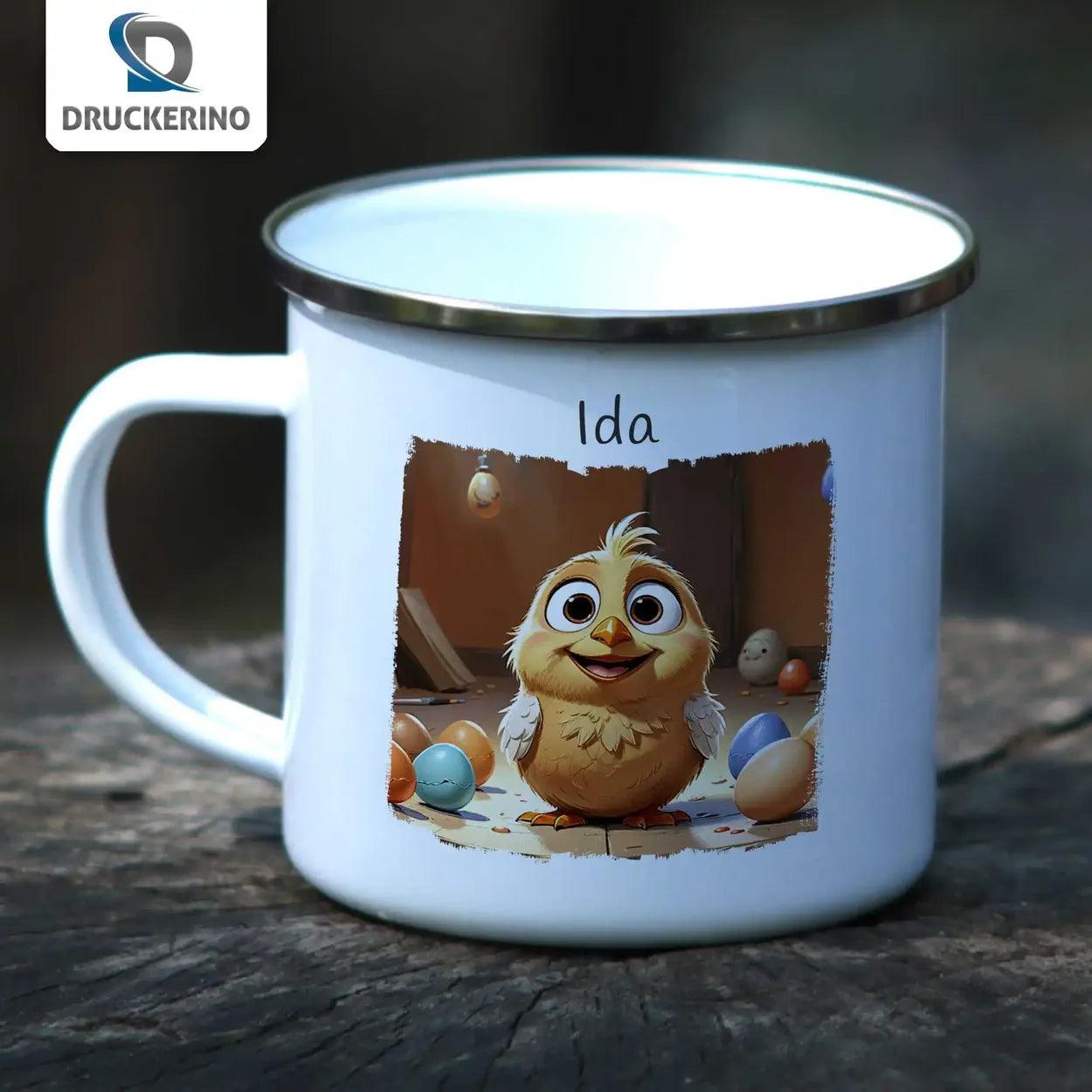 Emaille Tasse Kükenglück - Druckerino