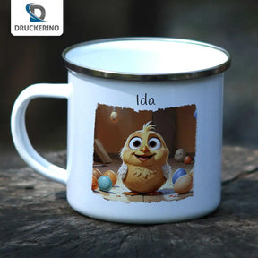 Emaille Tasse Kükenglück - Druckerino