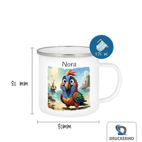Emaille Tasse Kunterbunter Piratenfreund - Druckerino