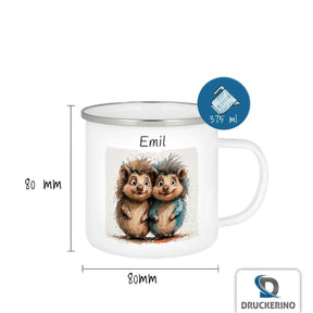 Emaille Tasse Kuschel-Igel - Druckerino