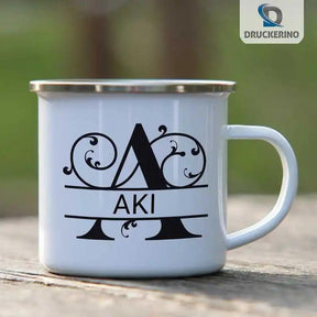 Emaille Tasse mit Namen | Motiv 1 | Aki - Druckerino