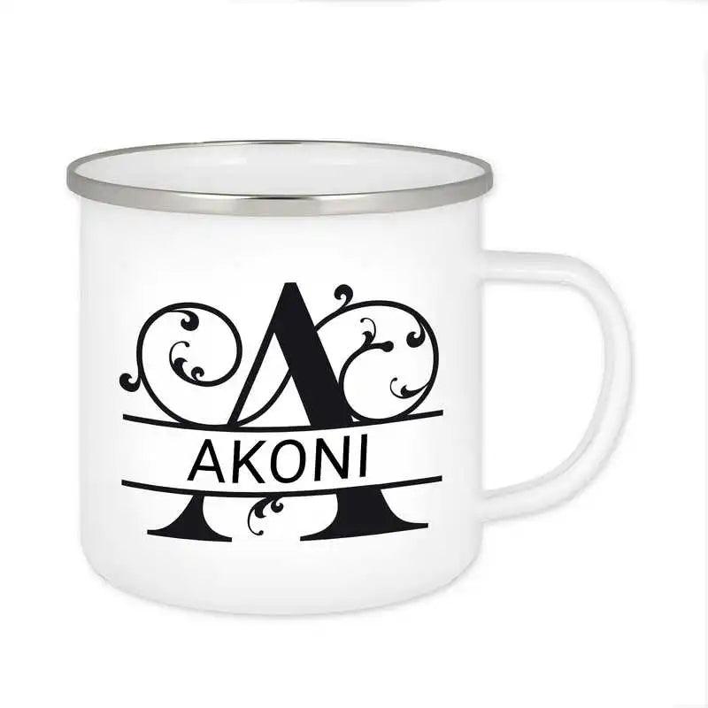 Emaille Tasse mit Namen | Motiv 1 | Akoni - Druckerino