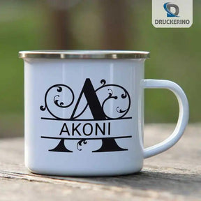 Emaille Tasse mit Namen | Motiv 1 | Akoni - Druckerino