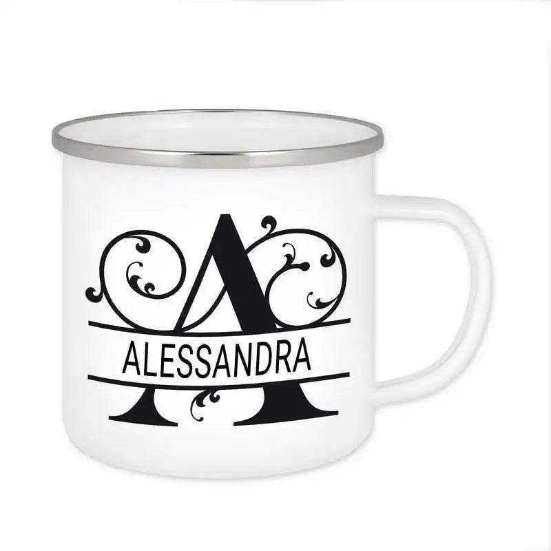 Emaille Tasse mit Namen | Motiv 1 | Alessandra - Druckerino