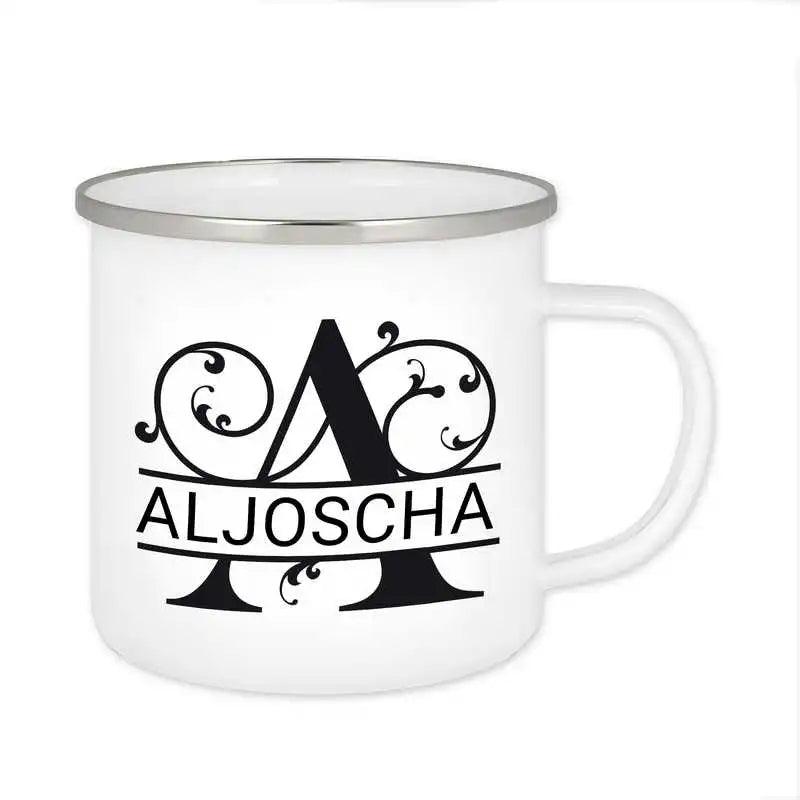 Emaille Tasse mit Namen | Motiv 1 | Aljoscha - Druckerino