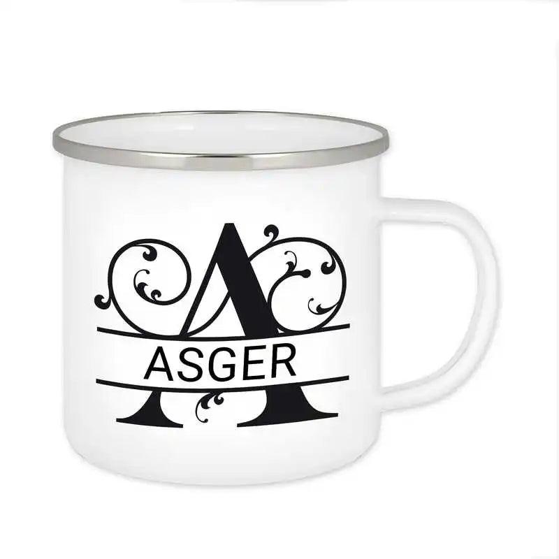 Emaille Tasse mit Namen | Motiv 1 | Asger - Druckerino