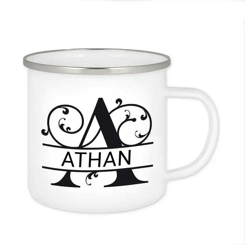 Emaille Tasse mit Namen | Motiv 1 | Athan - Druckerino