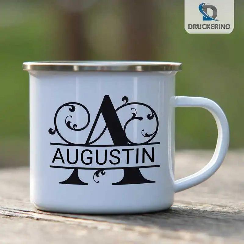 Emaille Tasse mit Namen | Motiv 1 | Augustin - Druckerino