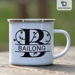 Emaille Tasse mit Namen | Motiv 1 | Bailong - Druckerino