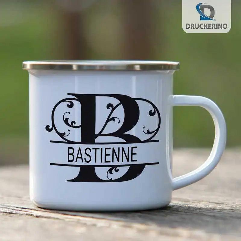 Emaille Tasse mit Namen | Motiv 1 | Bastienne - Druckerino