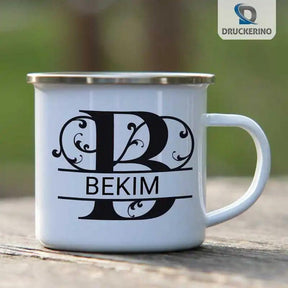 Emaille Tasse mit Namen | Motiv 1 | Bekim - Druckerino