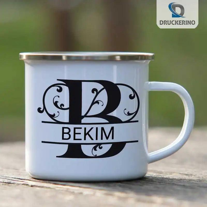 Emaille Tasse mit Namen | Motiv 1 | Bekim - Druckerino