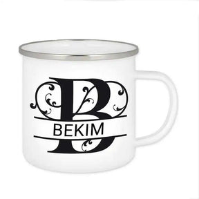 Emaille Tasse mit Namen | Motiv 1 | Bekim - Druckerino