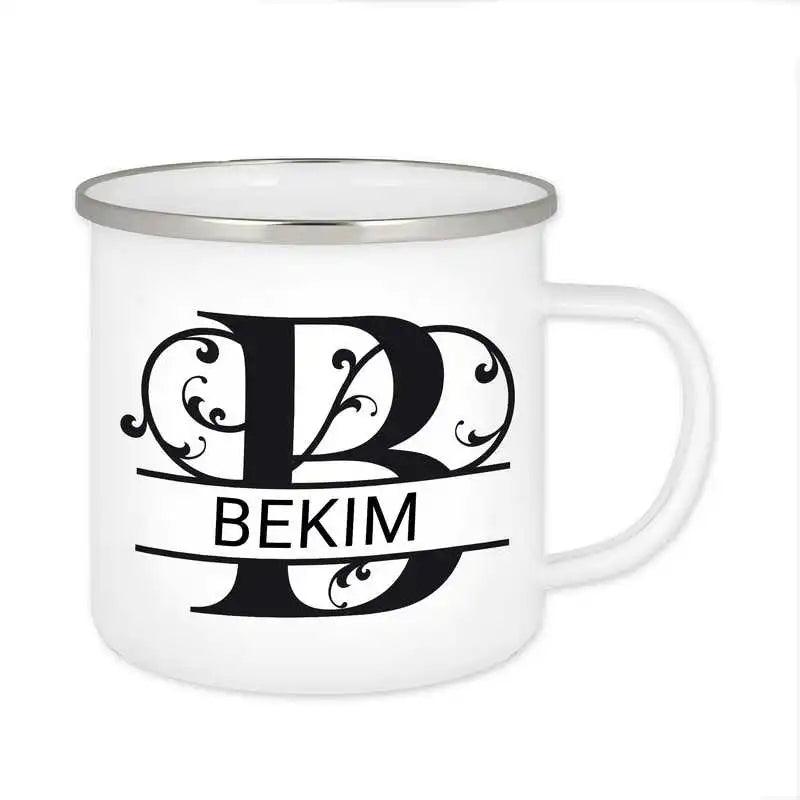 Emaille Tasse mit Namen | Motiv 1 | Bekim - Druckerino