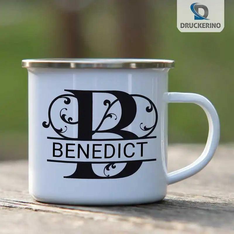 Emaille Tasse mit Namen | Motiv 1 | Benedict - Druckerino