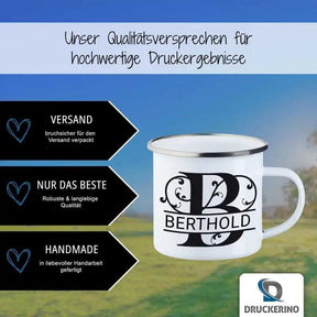 Emaille Tasse mit Namen | Motiv 1 | Berthold - Druckerino