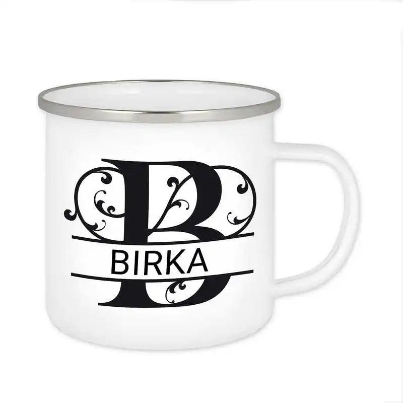 Emaille Tasse mit Namen | Motiv 1 | Birka - Druckerino
