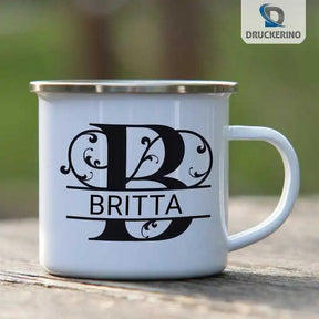 Emaille Tasse mit Namen | Motiv 1 | Britta - Druckerino