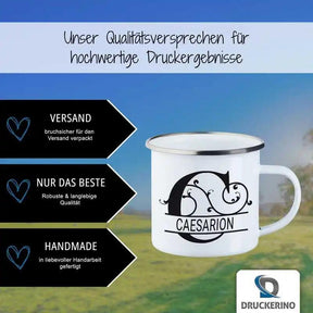 Emaille Tasse mit Namen | Motiv 1 | Caesarion - Druckerino