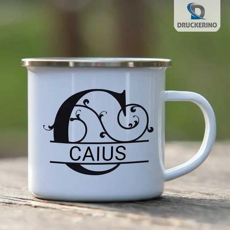 Emaille Tasse mit Namen | Motiv 1 | Caius - Druckerino