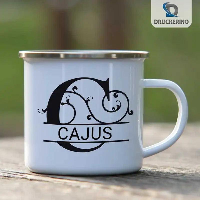 Emaille Tasse mit Namen | Motiv 1 | Cajus - Druckerino