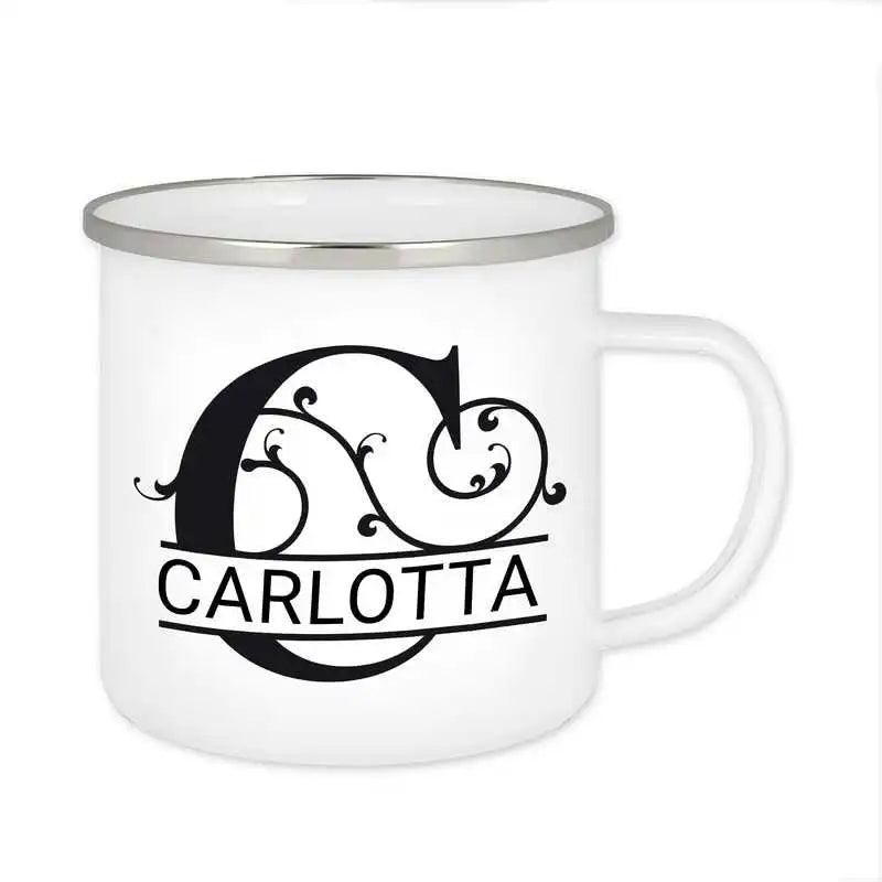 Emaille Tasse mit Namen | Motiv 1 | Carlotta - Druckerino