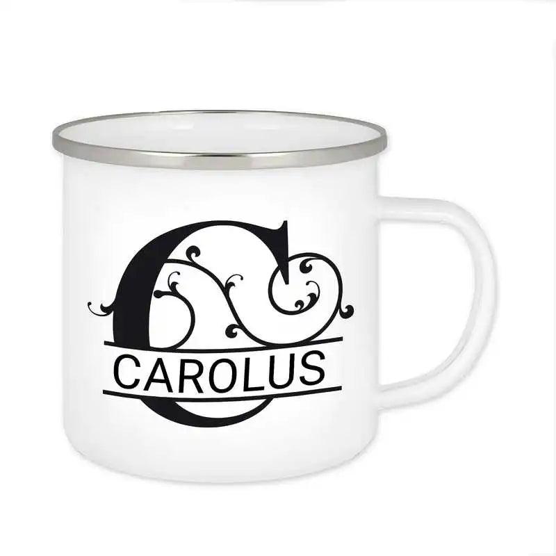 Emaille Tasse mit Namen | Motiv 1 | Carolus - Druckerino