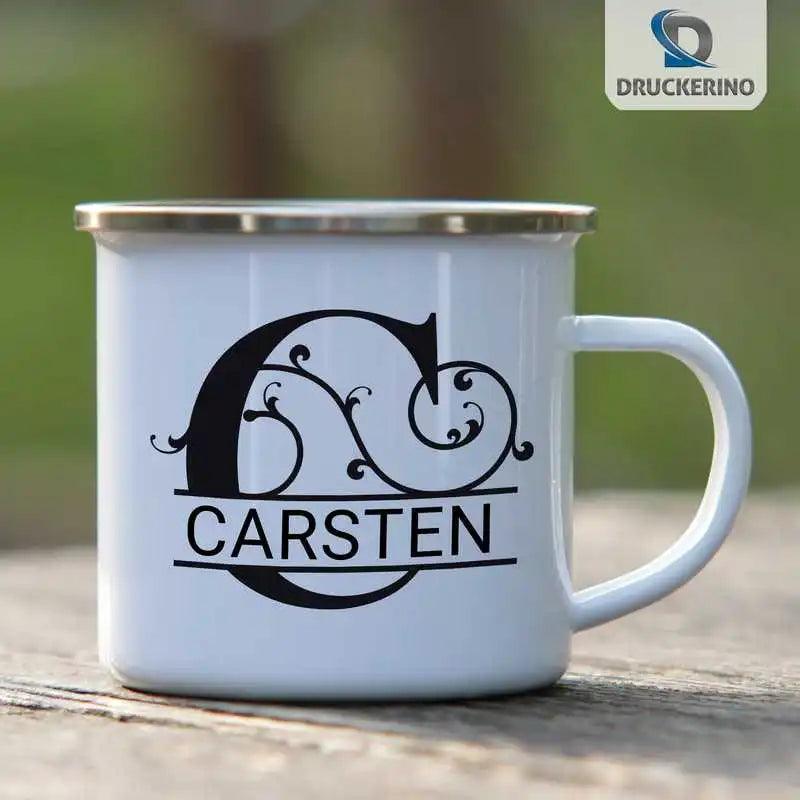 Emaille Tasse mit Namen | Motiv 1 | Carsten - Druckerino
