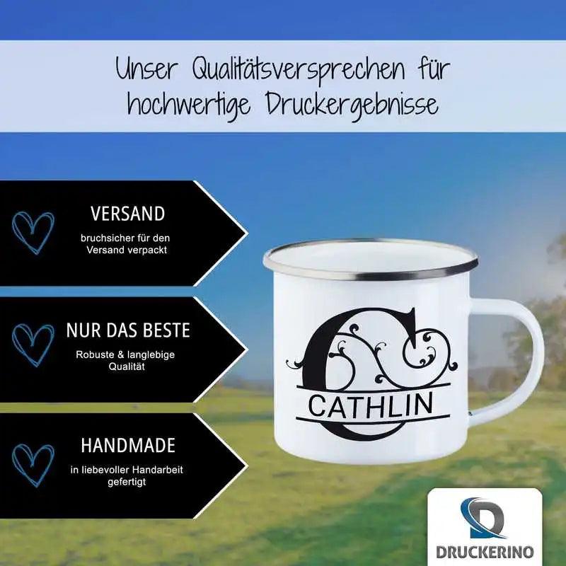 Emaille Tasse mit Namen | Motiv 1 | Cathlin - Druckerino