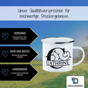 Emaille Tasse mit Namen | Motiv 1 | Cathrine - Druckerino