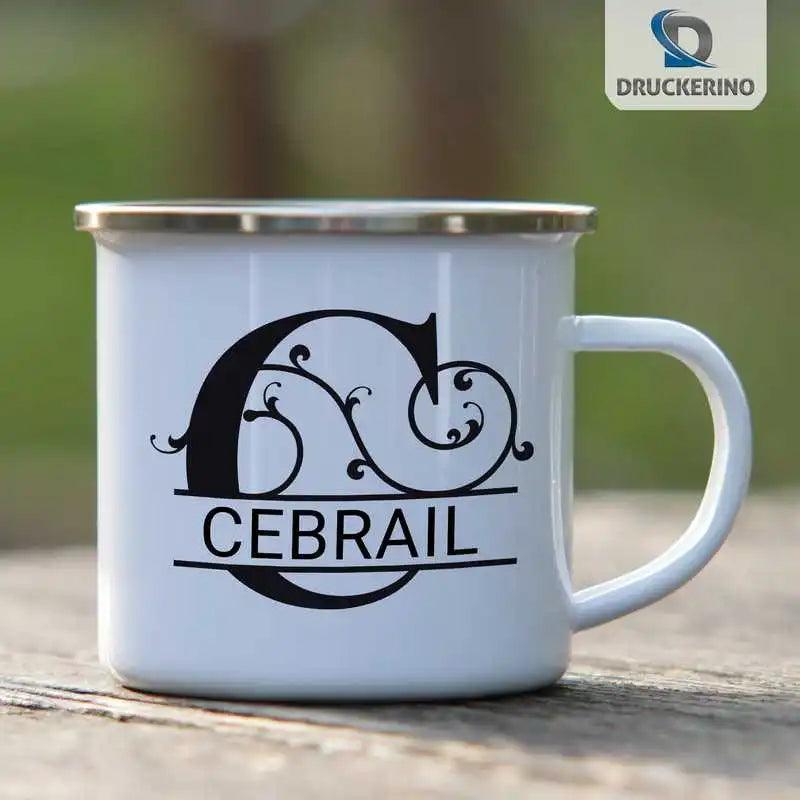 Emaille Tasse mit Namen | Motiv 1 | Cebrail - Druckerino