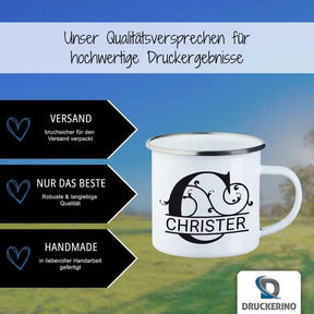 Emaille Tasse mit Namen | Motiv 1 | Christer - Druckerino