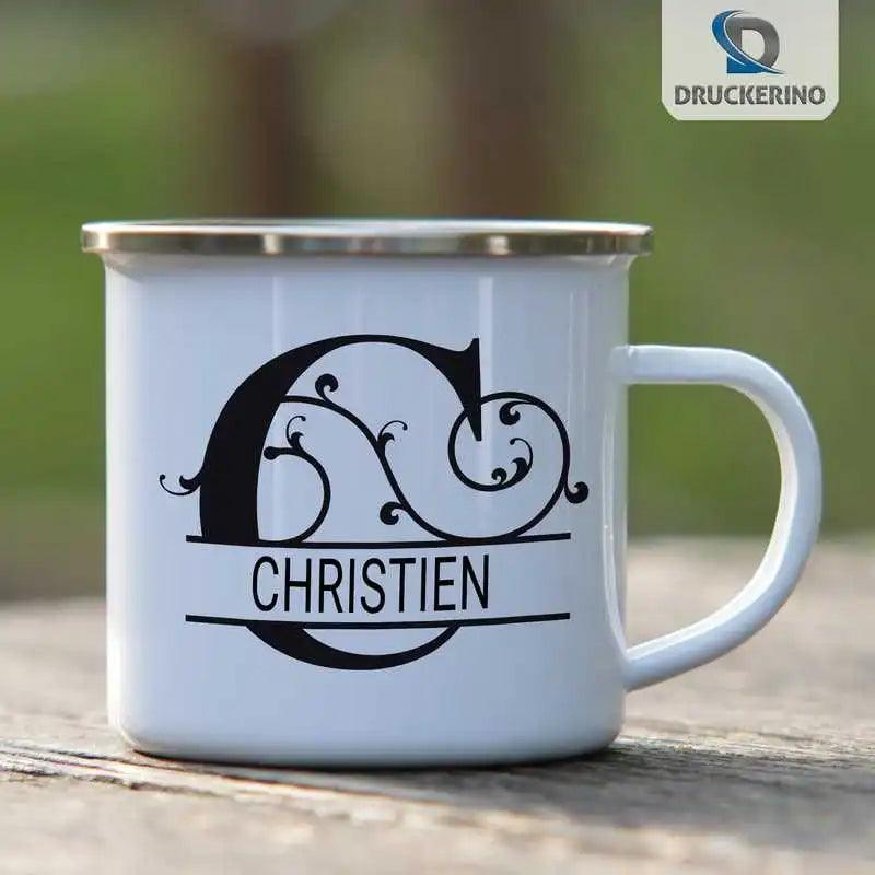 Emaille Tasse mit Namen | Motiv 1 | Christien - Druckerino