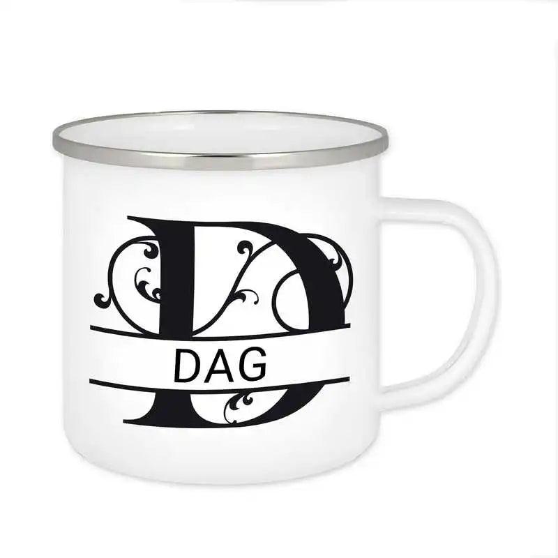 Emaille Tasse mit Namen | Motiv 1 | Dag - Druckerino